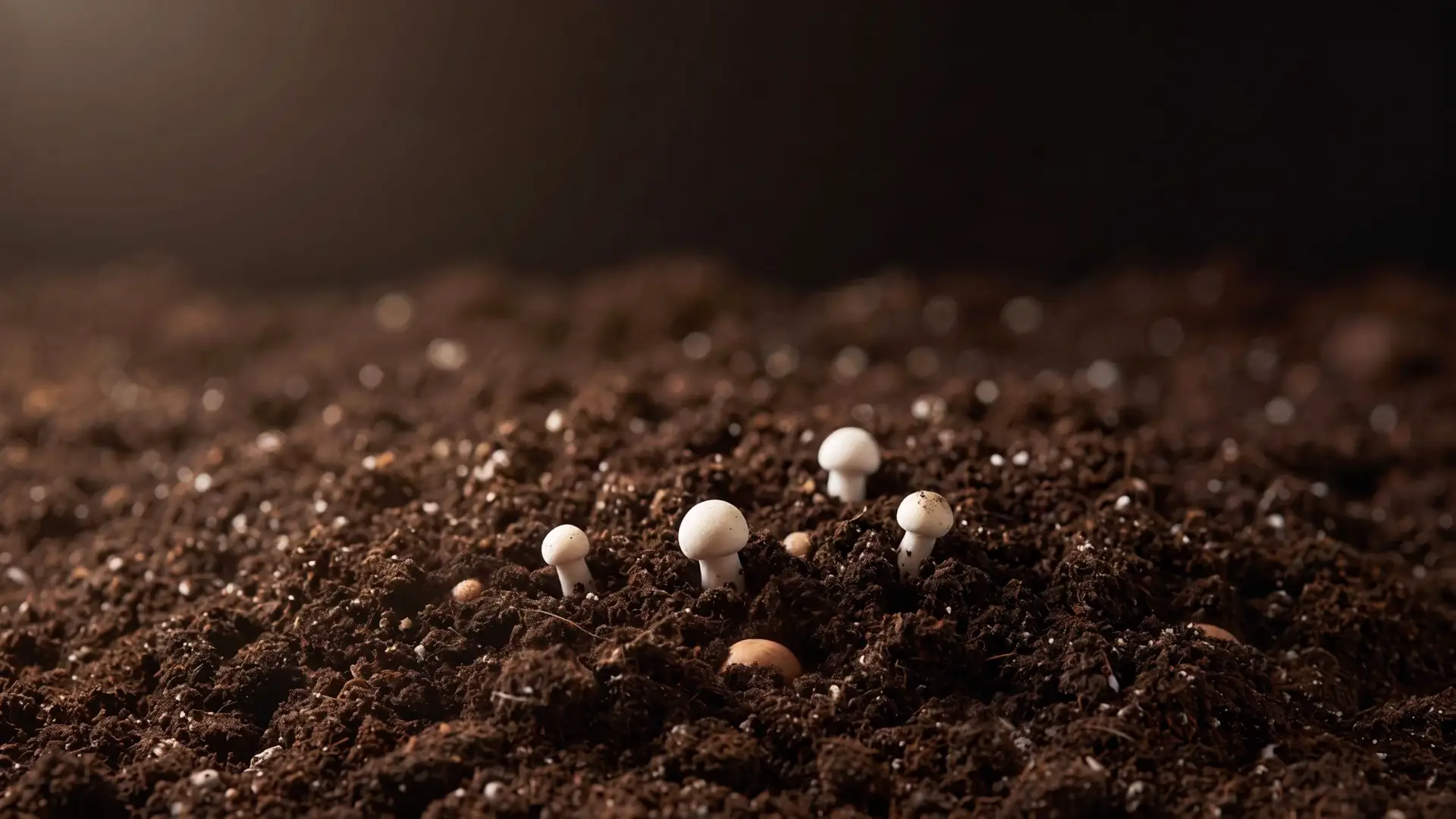 Bare peat casing with the first white pinheads showing